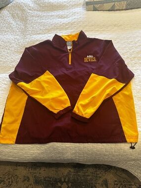 ASU Devils Maroon and Gold Pullover quarter zip Jacket